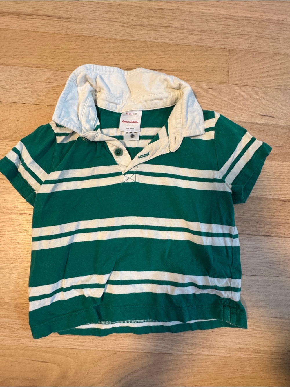 Hanna Andersson Green & White Striped Polo Shirt